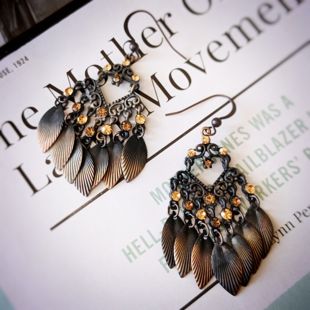 Western Style Copper Patina Drop Earrings